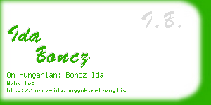 ida boncz business card
